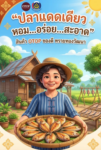 พช.ทรายทองวัฒนาเชิญชวนทุกท่าน ร่วมอุดหนุนผลิตภัณฑ์ OTOP " ปลาแดดเดียว "