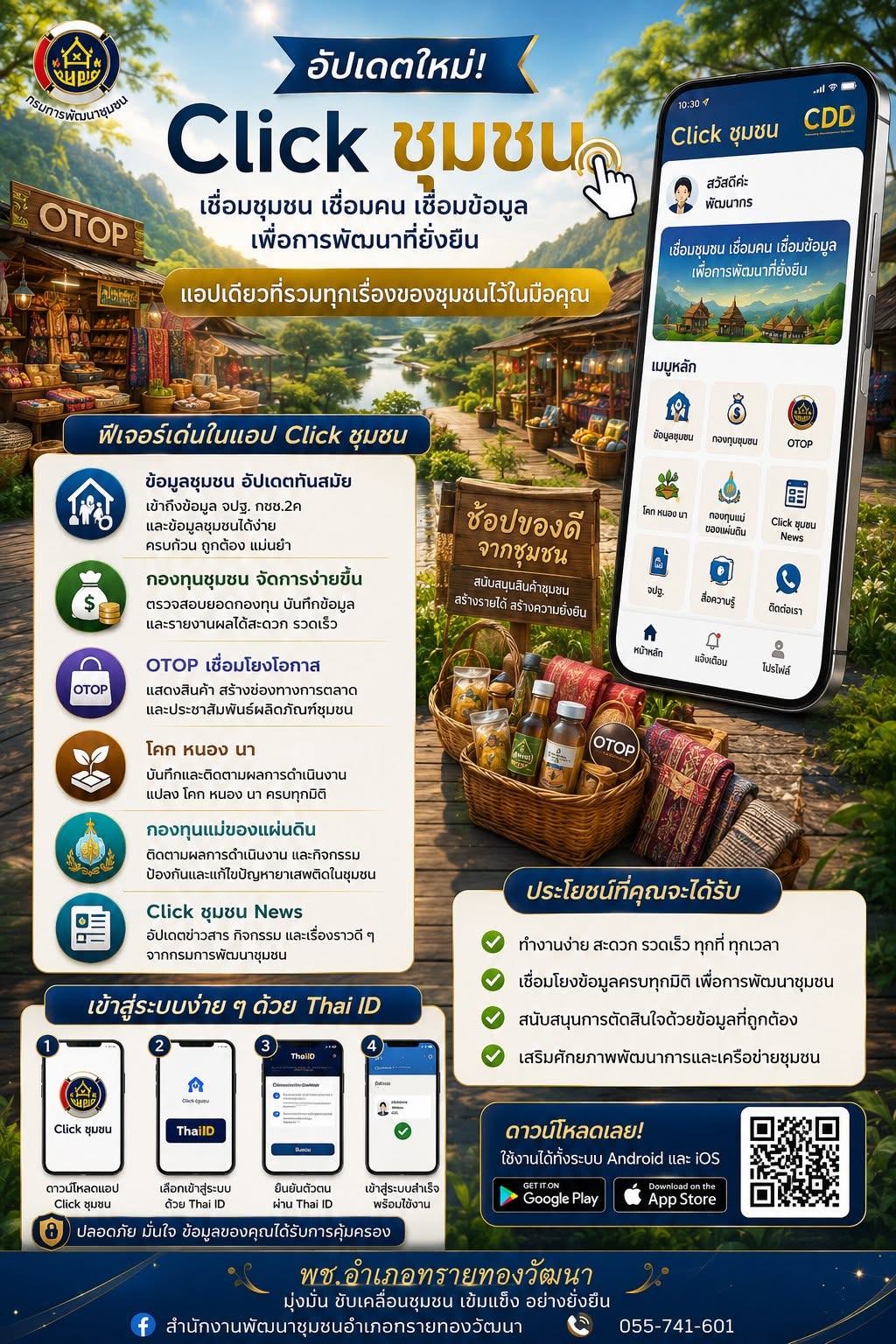  พช.อำเภอทรายทองวัฒนา ขอเชิญชวนประชาชนใช้งาน “Click ชุมชน”